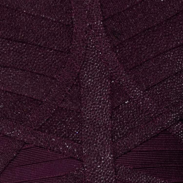 مملوكة مسبقًا Herve Leger Plum Embellished Bandage Silva Cut-Out Bodycon Dress S