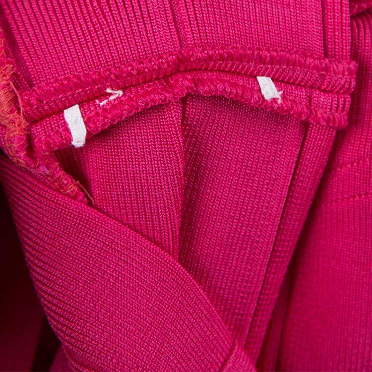 Pre Owned Herve Leger Pink Knit Sleeveless Bandage Dress S