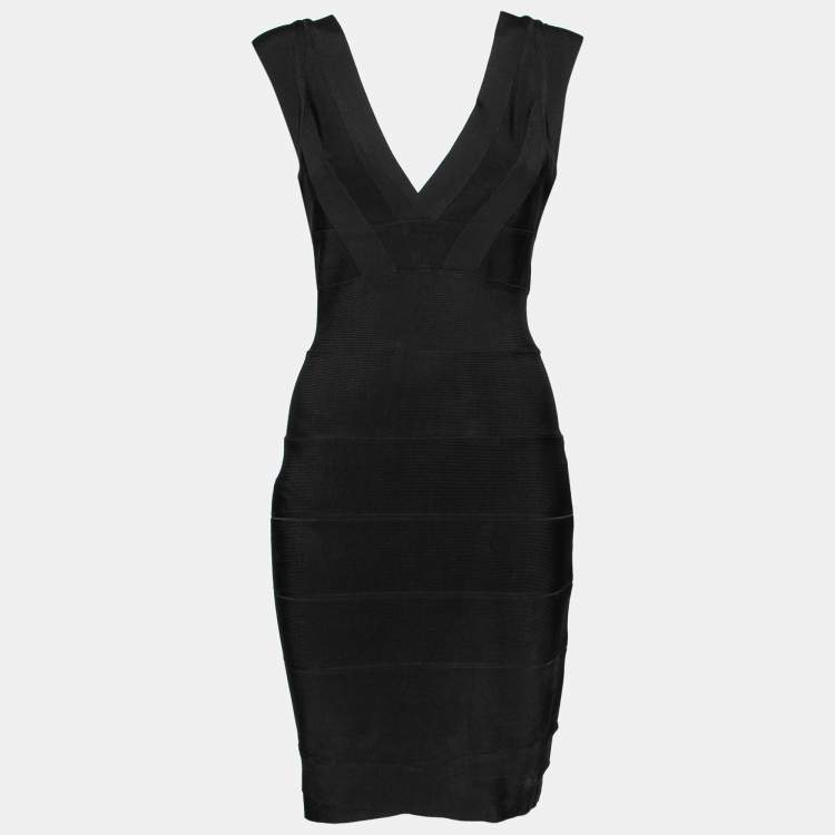 مملوكة مسبقًا Herve Leger Black Bandage Sleeveless Short Dress M