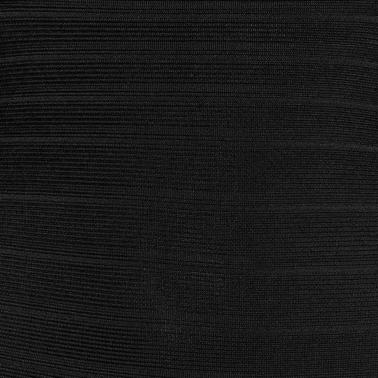 Pre Owned Herve Leger Black Strapless Arabella Bandage Dress XS