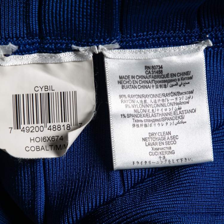 Pre Owned Herve Leger Royal Blue Bandage Bodycon Dress M