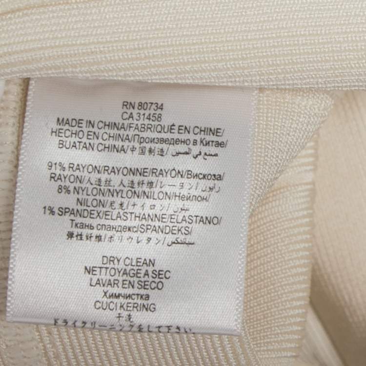 Pre Owned Herve Leger Ivory Bandage Flared Hem Detail Skirt XS