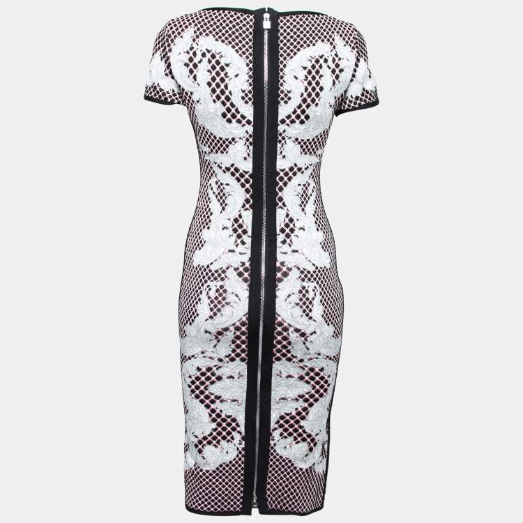 Pre Owned Herve Leger Multicolor Jacquard Knit Emely Bodycon Dress M
