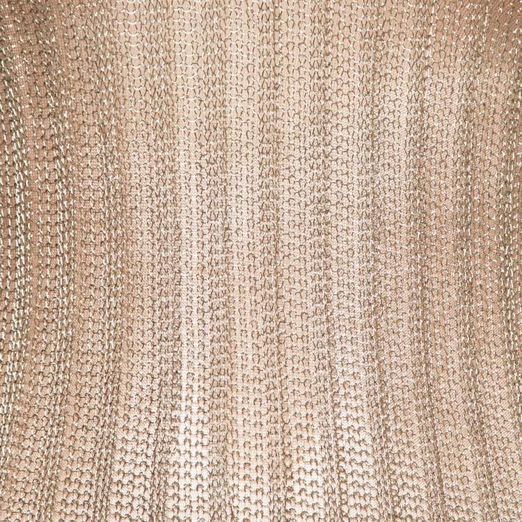 Pre Owned Herve Leger Gold Metallic Ribbed Knit Top S