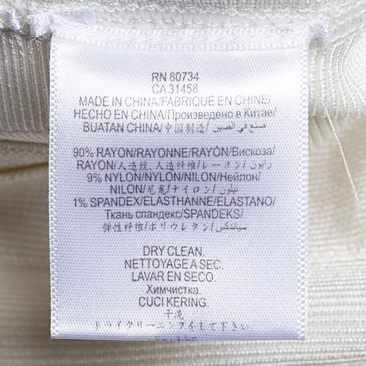 Pre Owned Herve Leger Alabaster Knit Origami Fold Detail Maddison Zip Front Skirt S