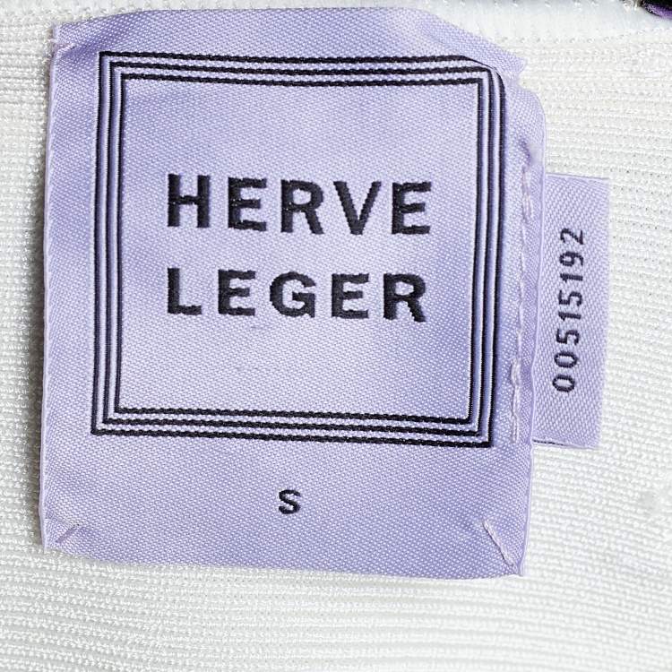 Pre Owned Herve Leger Alabaster Knit Origami Fold Detail Maddison Zip Front Skirt S