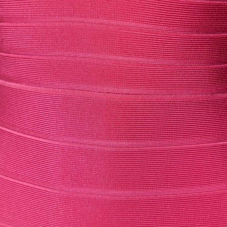 Pre Owned Herve Leger Pink Knit Mini Bandage Dress XXS