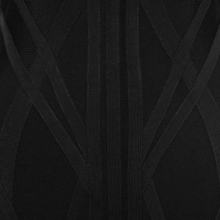 Pre Owned Herve Leger by Max Azria Black Stretch Knit Jumpsuit XS