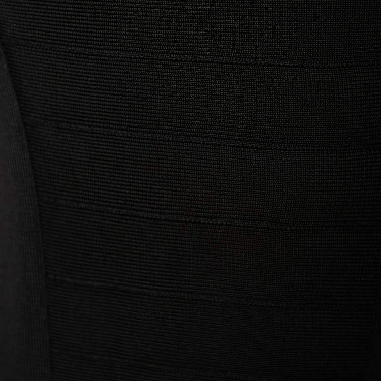 Pre Owned Herve Leger Black Cap Sleeve Bandage Mini Dress M