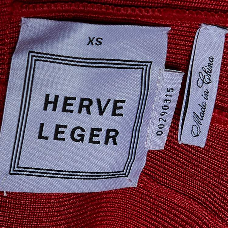 Pre Owned Herve Leger Red Faith Sleeveless Bandage Mini Dress XS