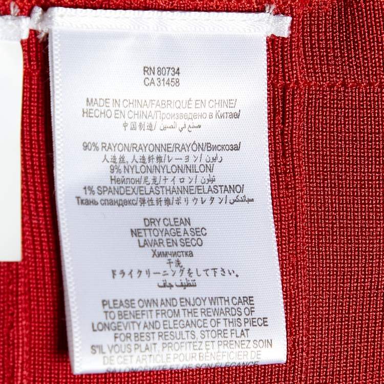 Pre Owned Herve Leger Red Faith Sleeveless Bandage Mini Dress XS