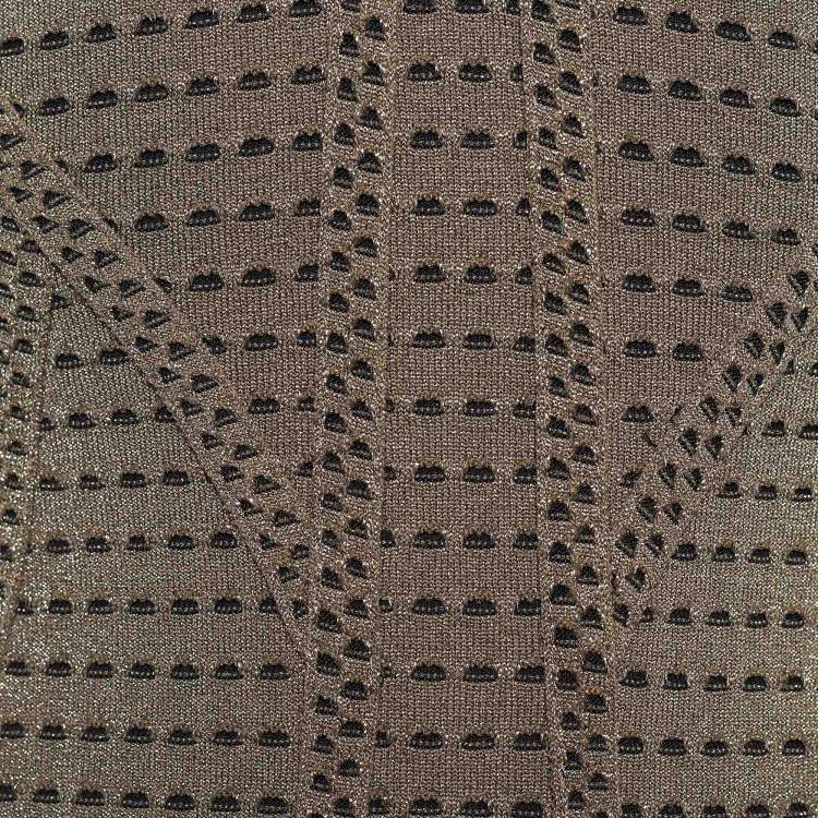 Pre Owned Herve Leger Gold Lurex Knit Natalija Bodycon Dress XS