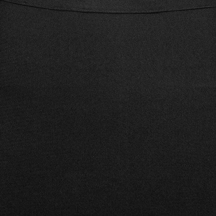 Pre Owned Herve Leger Black Stretch Knit Peplum Pencil Skirt M