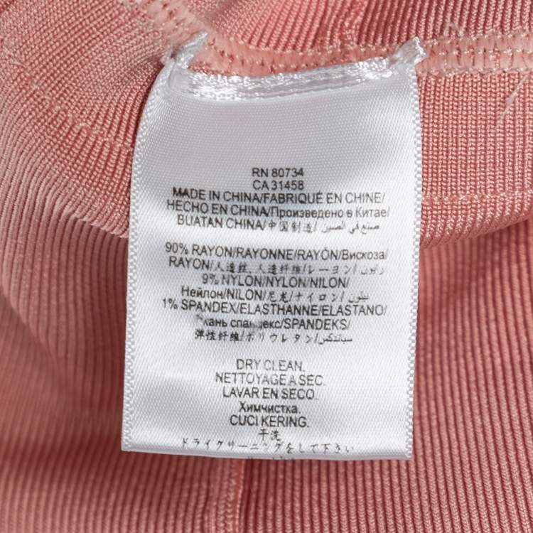 Pre Owned Herve Leger Light Pink Knit Bandage Maxi Dress M
