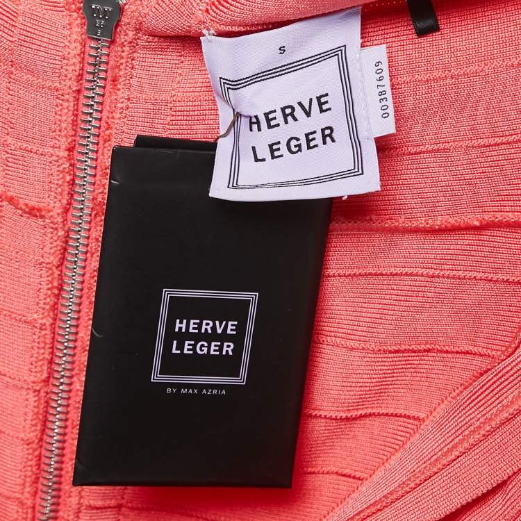 Pre Owned Herve Leger Pink Bandage Knit Kelis Midi Dress S
