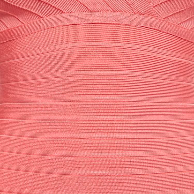 Pre Owned Herve Leger Pink Bandage Knit Kelis Midi Dress S