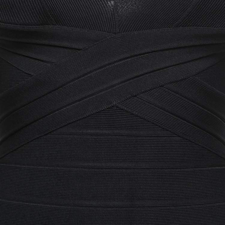 Pre Owned Herve Leger Black Knit Sleeveless Blouse S