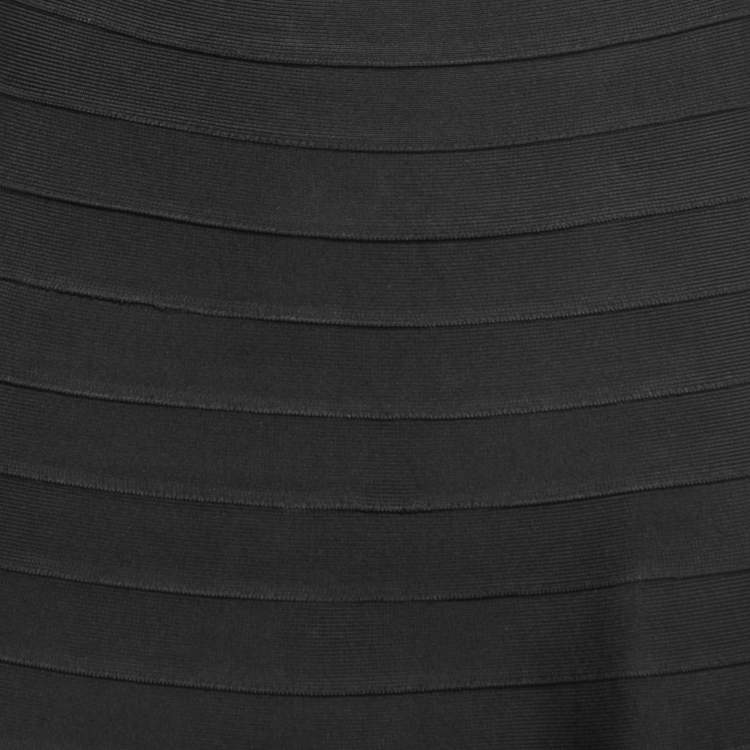 Pre Owned Herve Leger Black Bandage Knit Mini Skirt M