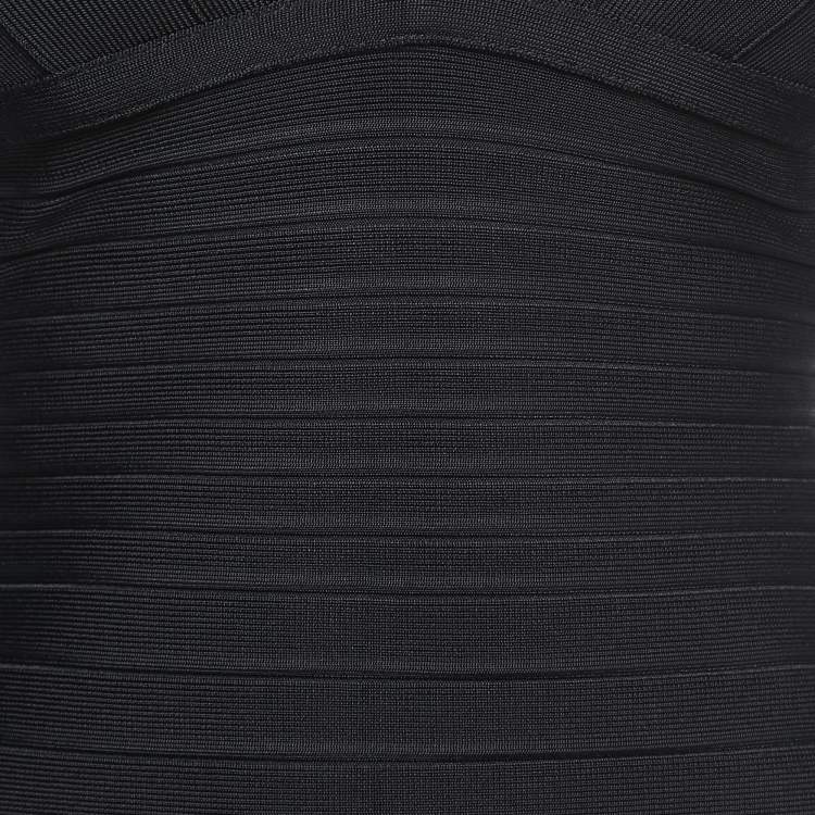 Pre Owned Herve Leger Black Knit V-Neck Sleeveless Top M