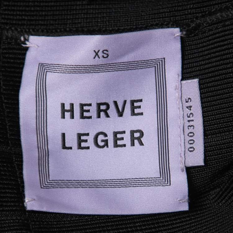 Pre Owned Herve Leger Black Knit Sleeveless Bandage Dress XS
