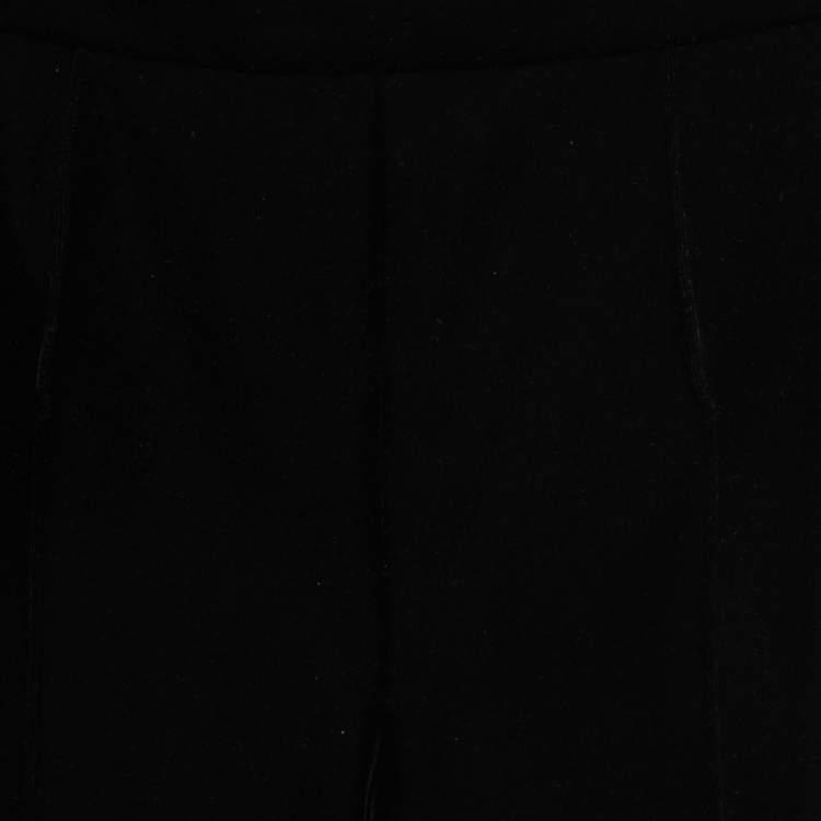 Pre Owned Herve Leger Vintage Black Velvet Straight Leg High Waist Trousers S