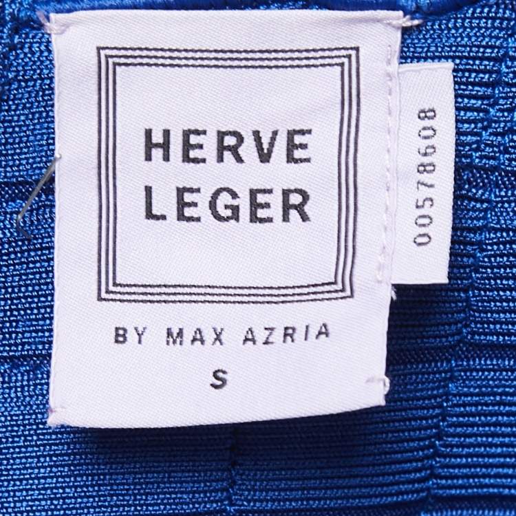 Pre Owned Herve Leger By Max Azria Dark Blue Knit Sleeveless Fit & Flare Maxi Dress S