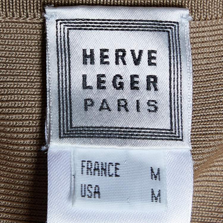Pre Owned Herve Leger Vintage Beige Knit Skirt M