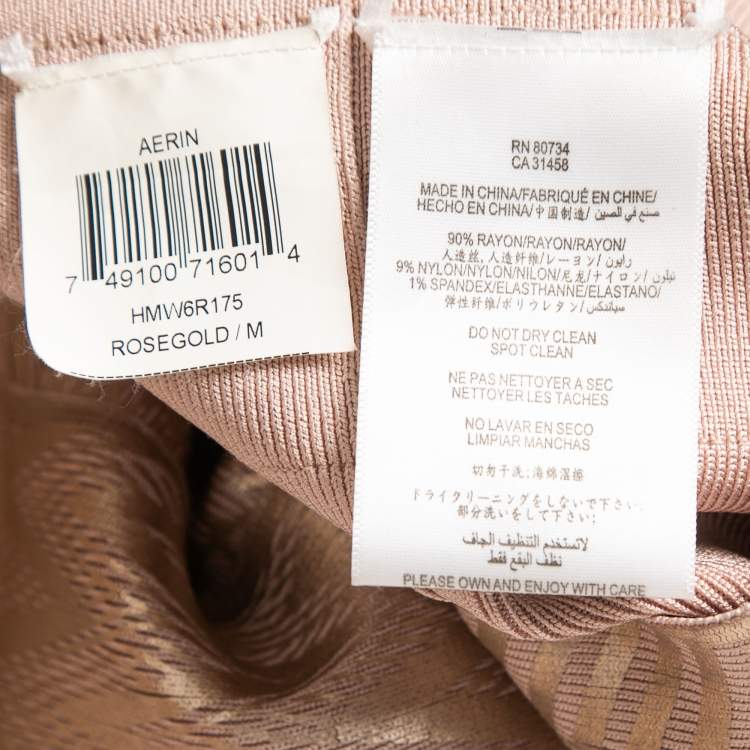 Pre Owned Herve Leger Pink/Gold Bandage Knit Bodycon Dress M