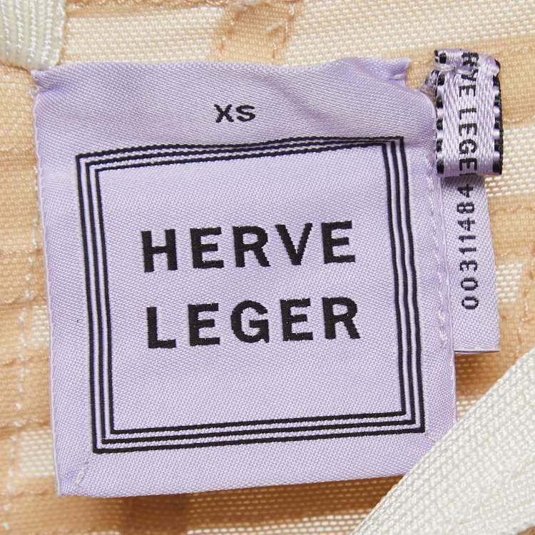 Pre Owned Herve Leger White Knit Gisele Bandage Midi Dress XS