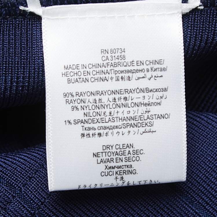 Pre Owned Herve Leger Navy Blue Knit Midi Dress XS