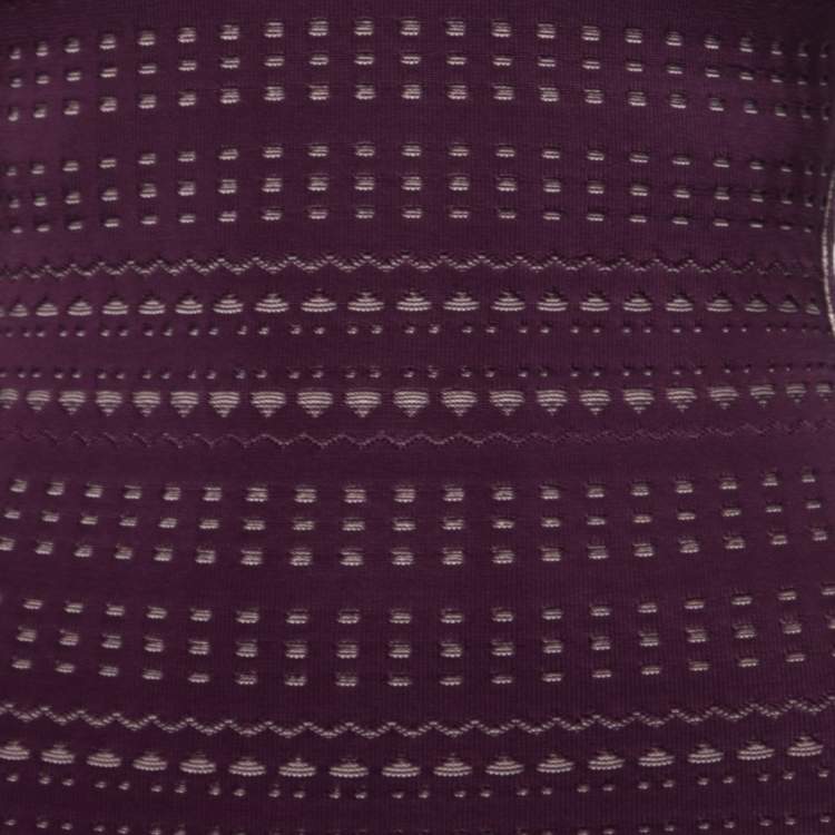 Pre Owned Herve Leger Purple Perforated Knit Cold Shoulder Bodycon Dress XXS
