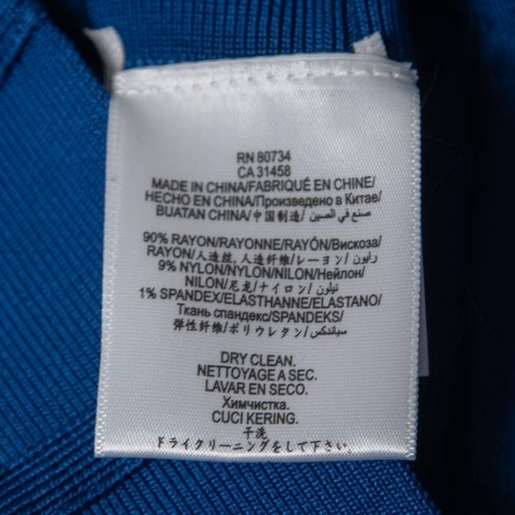 Pre Owned Herve Leger Blue Bandage Knit Bodycon Mini Dress XXS
