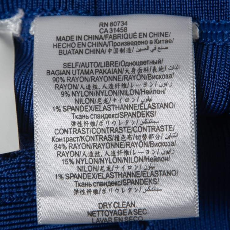 Pre Owned Herve Leger Blue Bandage Knit Amelia Bodycon Dress S