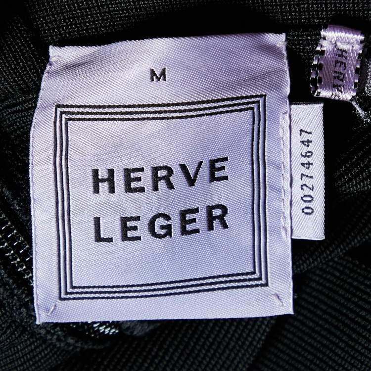 Pre Owned Herve Leger Black Bandage Sleeveless Mini Dress M