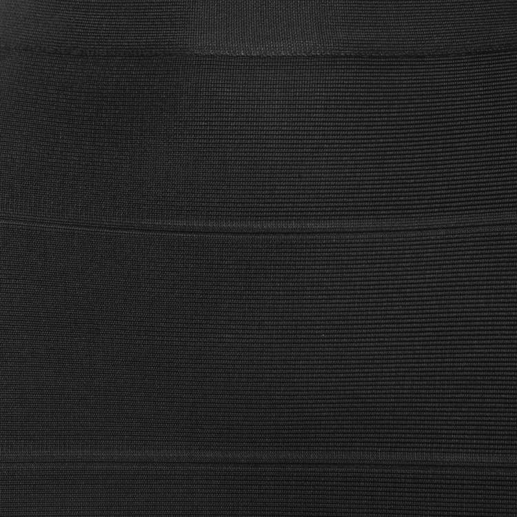 Pre Owned Herve Leger Black Knit Bandage Mini Skirt XXS