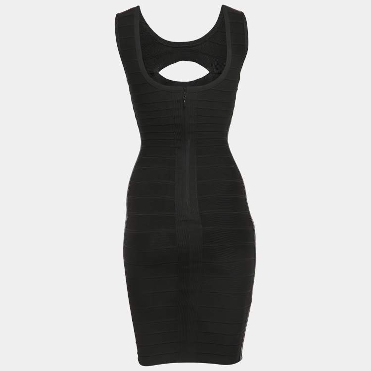 Pre Owned Herve Leger Black Knit Sleeveless Mini Bandage Dress XS