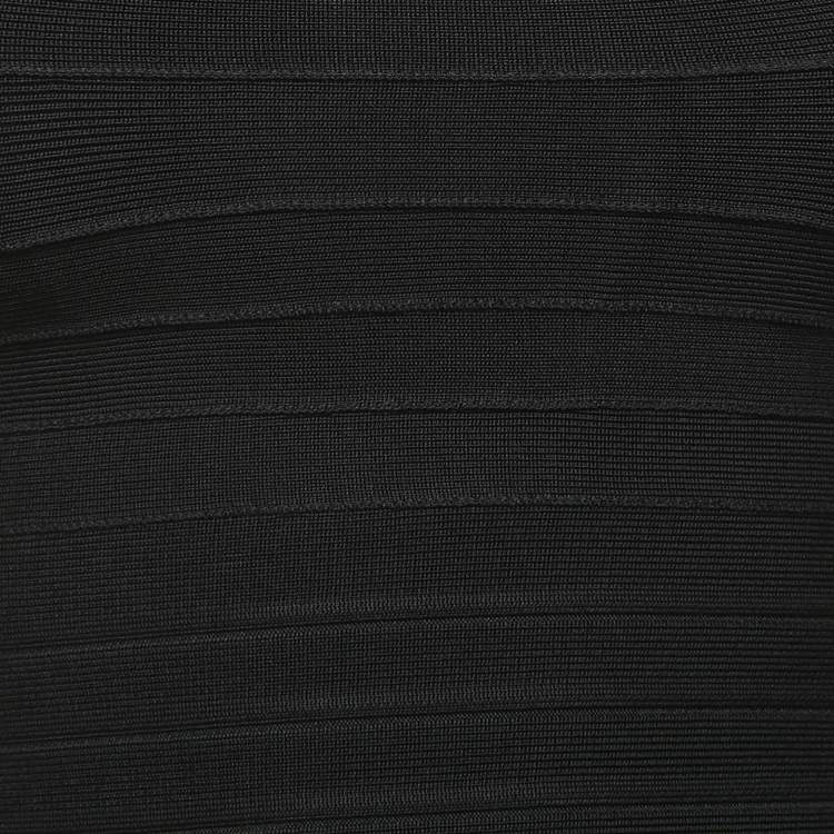 Pre Owned Herve Leger Black Knit Sleeveless Mini Bandage Dress XS
