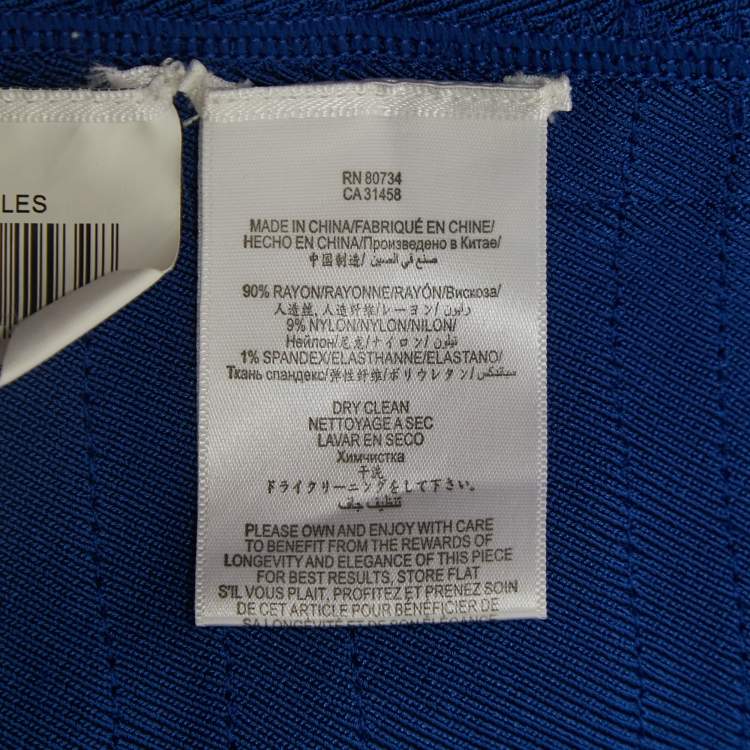 Pre Owned Herve Leger Blue Bandage Knit Scalloped Mini Dress S
