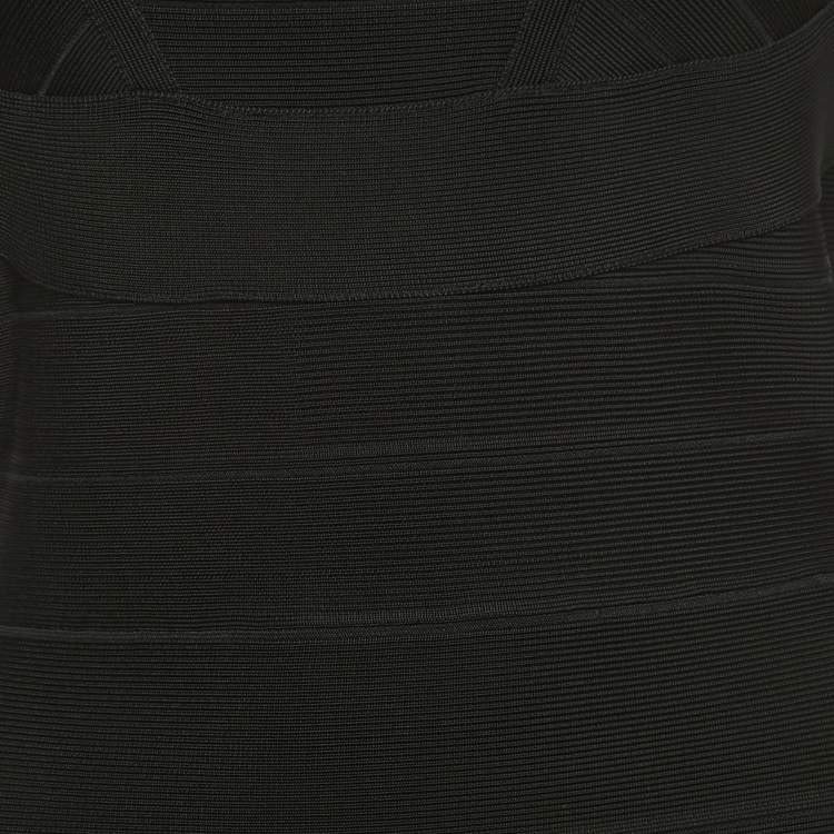 Pre Owned Herve Leger Black Knit Sleeveless Short Bandage Dress S