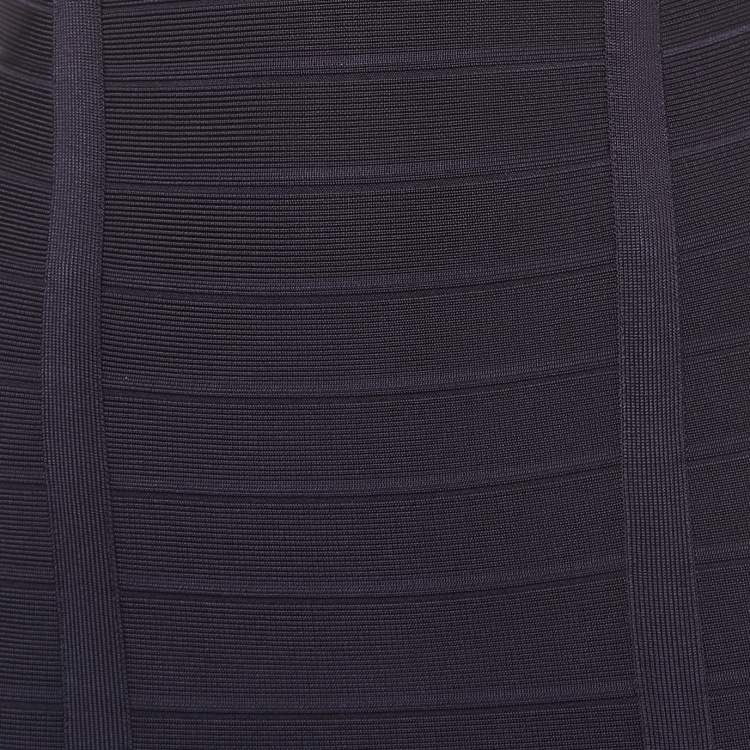 Pre Owned Herve Leger Navy Blue Knit Darby Bandage Dress S