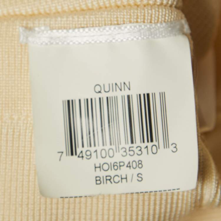Pre Owned Herve Leger Cream Knit Quinn Mini Bandage Dress S
