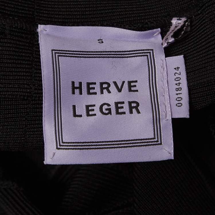 Pre Owned Herve Leger Black Bandage Knit Bodycon Dress S