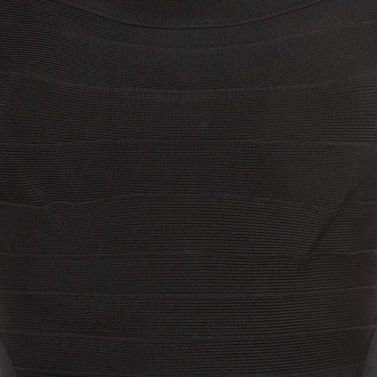 Pre Owned Herve Leger Black Bandage Knit Bodycon Dress S