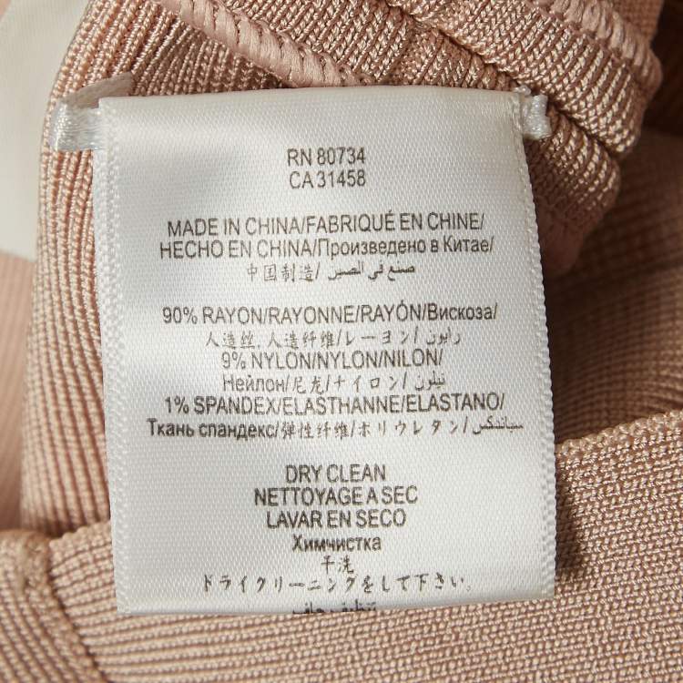 Pre Owned Herve Leger Beige Bandage Knit Off-Shoulder Mini Dress S