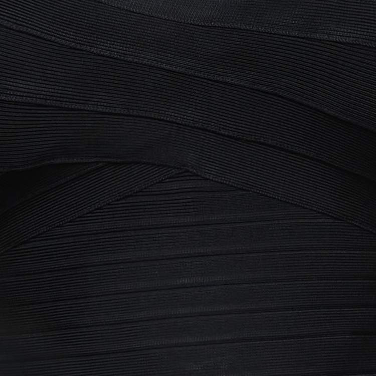 Pre Owned Herve Leger Black Knit Metal Detail Bandage Top S