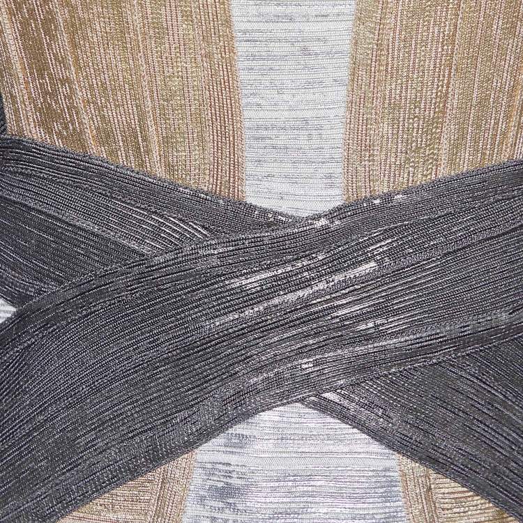 Pre Owned Herve Leger Metallic Foil Print Knit Carolyn Bandage Dress M
