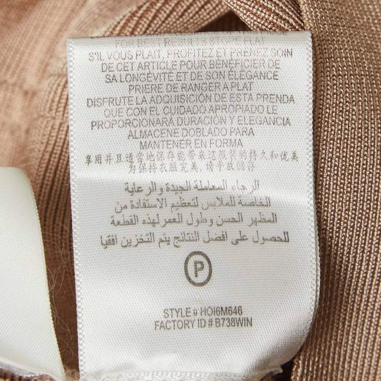 Pre Owned Herve Leger Beige Bandage Knit V-Neck Mini Dress S