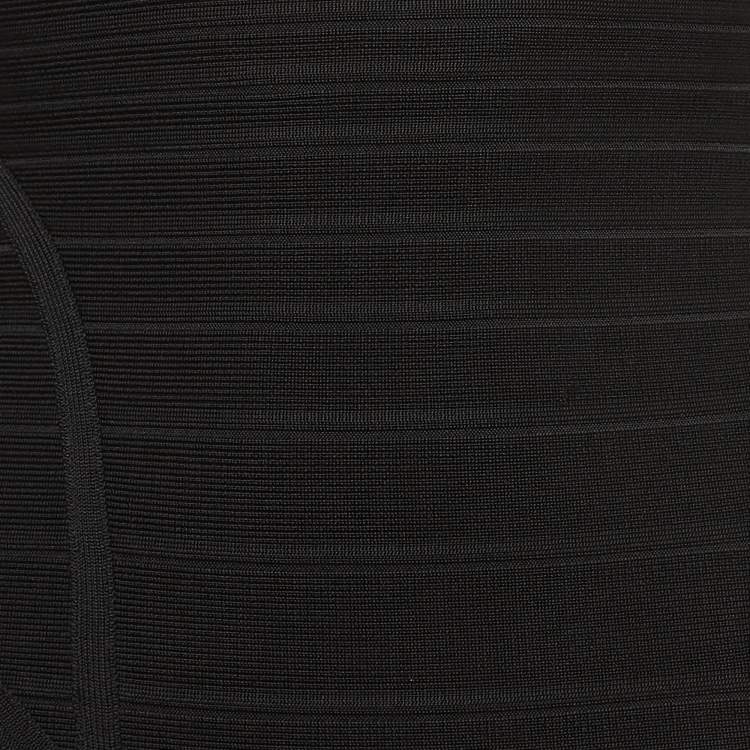 Pre Owned Herve Leger Black Knit Amalia Mini Dress XS