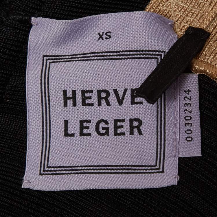 Pre Owned Herve Leger Black Knit Amalia Mini Dress XS