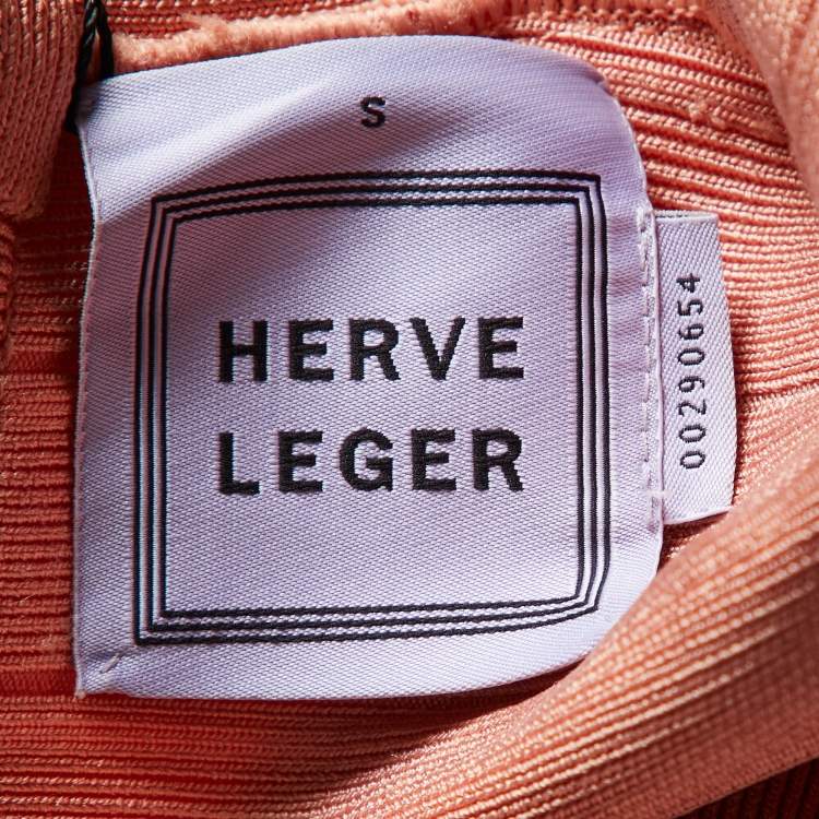 Pre Owned Herve Leger Blush Pink Knit Valentine Bandage Mini Dress S